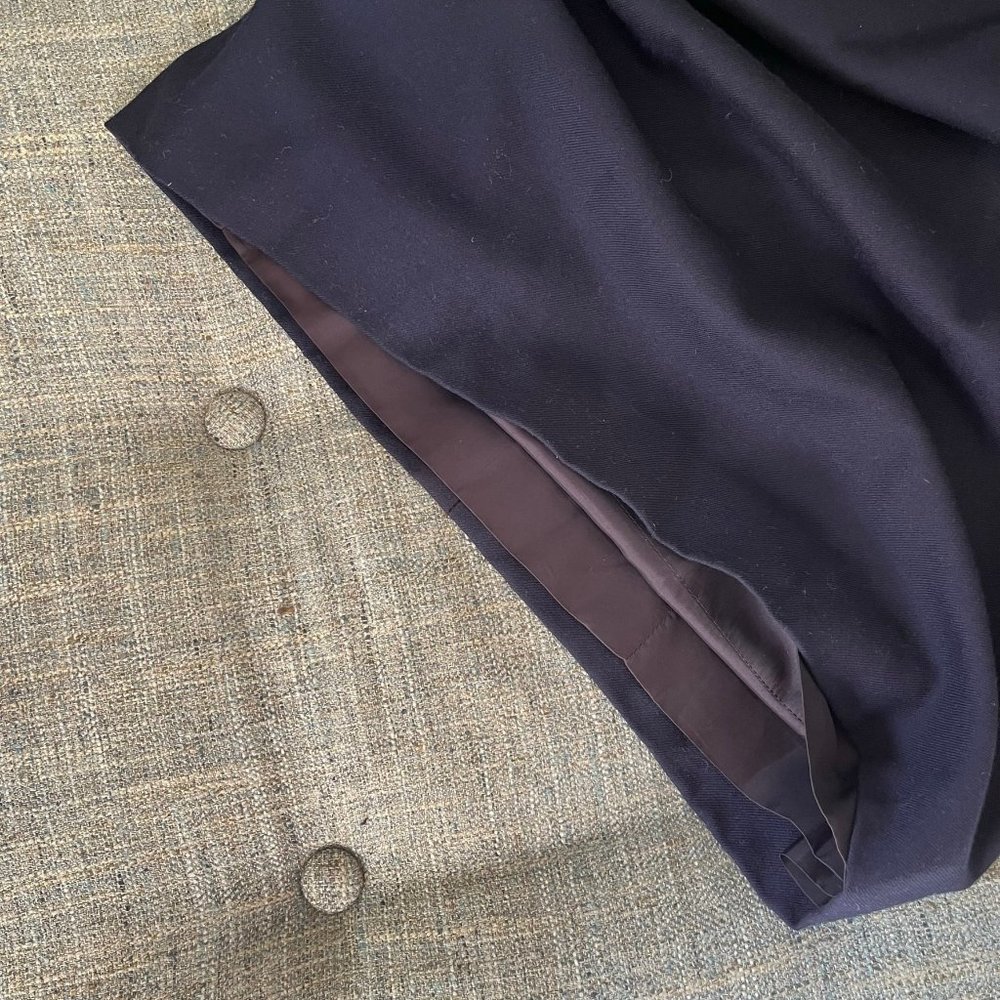 Vintage 1990s Karl Lagerfeld Collection Navy Wool Midi Shirtdress Women Size 42 - Picture 14 of 14